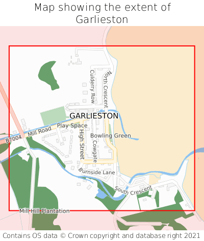 Map showing extent of Garlieston as bounding box