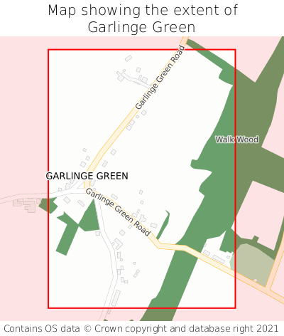 Map showing extent of Garlinge Green as bounding box