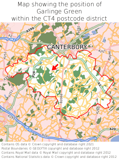 Map showing location of Garlinge Green within CT4