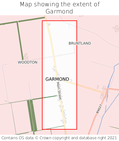 Map showing extent of Garmond as bounding box