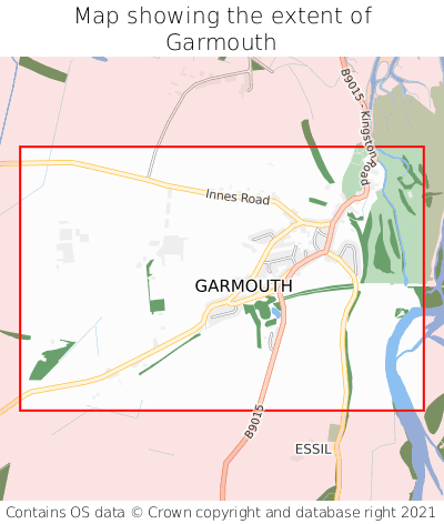 Map showing extent of Garmouth as bounding box