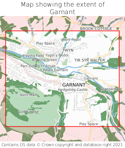 Map showing extent of Garnant as bounding box