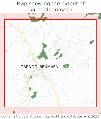 Map showing extent of Garndolbenmaen as bounding box