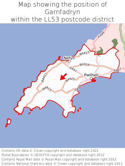 Map showing location of Garnfadryn within LL53