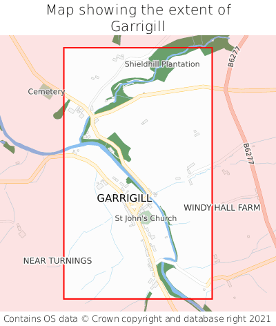 Map showing extent of Garrigill as bounding box