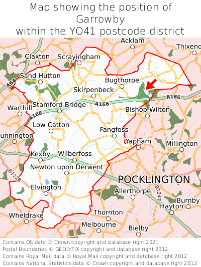 Map showing location of Garrowby within YO41
