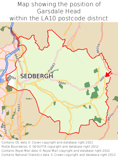 Map showing location of Garsdale Head within LA10