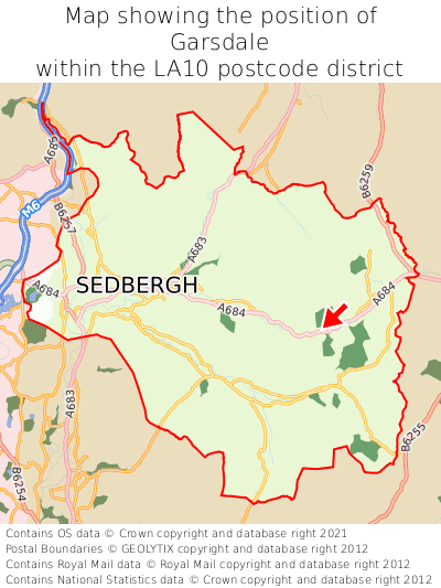 Map showing location of Garsdale within LA10
