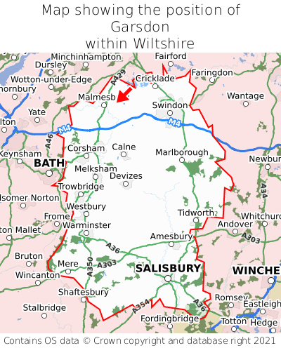 Map showing location of Garsdon within Wiltshire