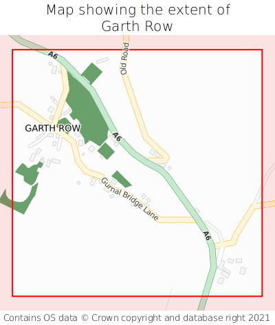 Map showing extent of Garth Row as bounding box