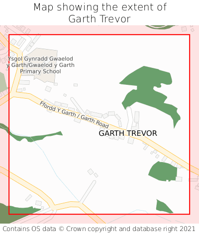 Map showing extent of Garth Trevor as bounding box