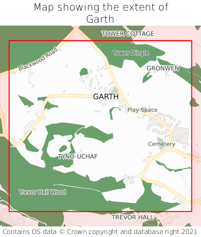 Map showing extent of Garth as bounding box