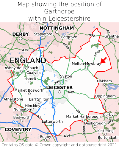 Map showing location of Garthorpe within Leicestershire
