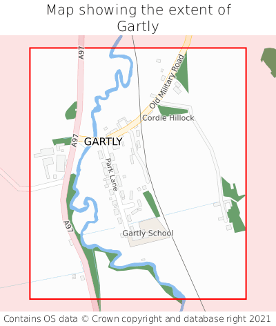 Map showing extent of Gartly as bounding box