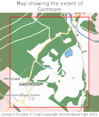 Map showing extent of Gartmore as bounding box