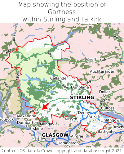 Map showing location of Gartness within Stirling and Falkirk