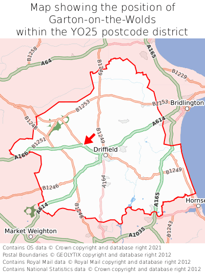 Map showing location of Garton-on-the-Wolds within YO25