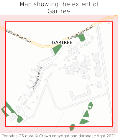 Map showing extent of Gartree as bounding box