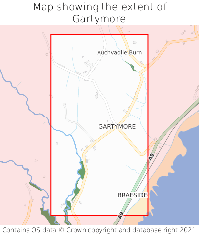Map showing extent of Gartymore as bounding box