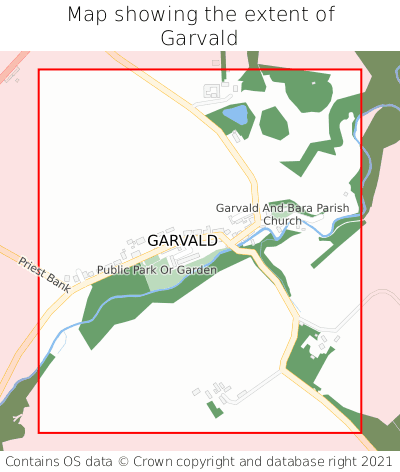 Map showing extent of Garvald as bounding box