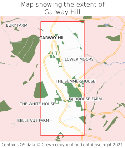 Map showing extent of Garway Hill as bounding box