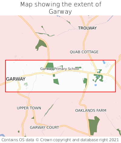 Map showing extent of Garway as bounding box