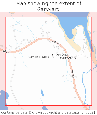 Map showing extent of Garyvard as bounding box