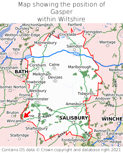 Map showing location of Gasper within Wiltshire