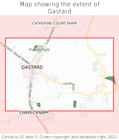 Map showing extent of Gastard as bounding box