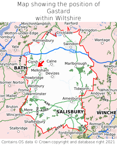 Map showing location of Gastard within Wiltshire