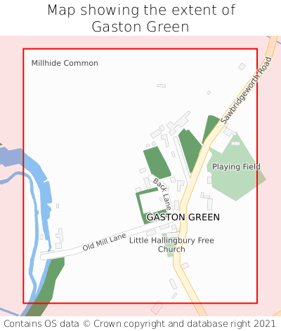 Map showing extent of Gaston Green as bounding box