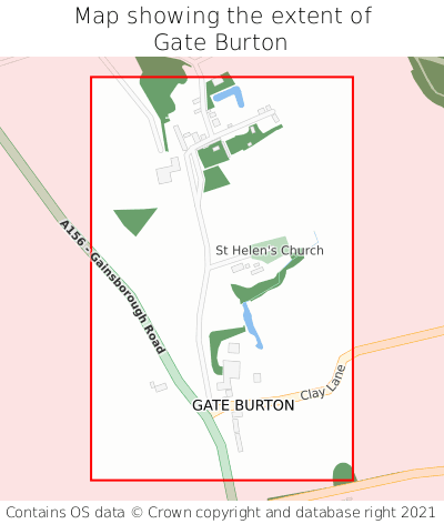 Map showing extent of Gate Burton as bounding box