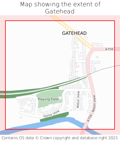 Map showing extent of Gatehead as bounding box