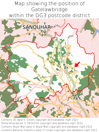 Map showing location of Gatelawbridge within DG3
