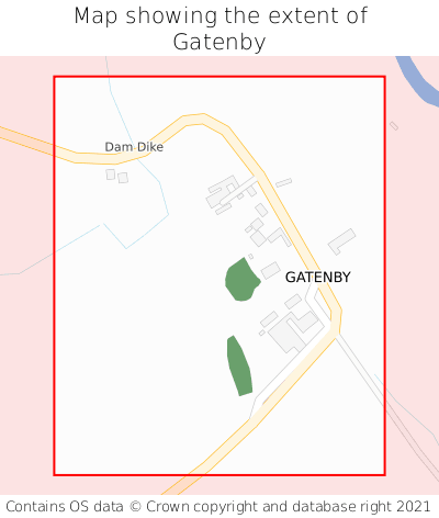 Map showing extent of Gatenby as bounding box