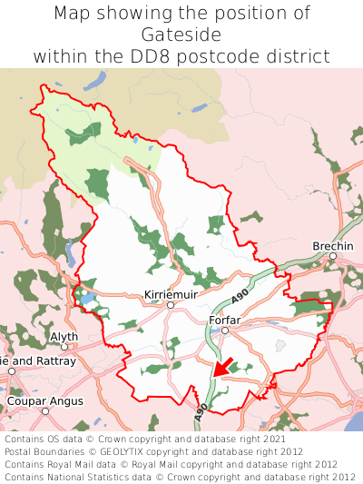 Map showing location of Gateside within DD8