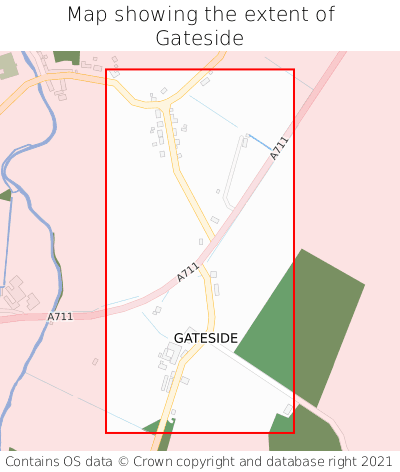 Map showing extent of Gateside as bounding box