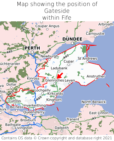 Map showing location of Gateside within Fife