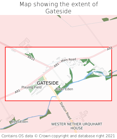 Map showing extent of Gateside as bounding box