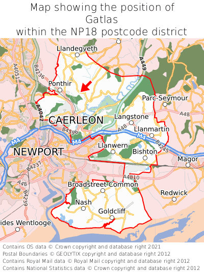 Map showing location of Gatlas within NP18