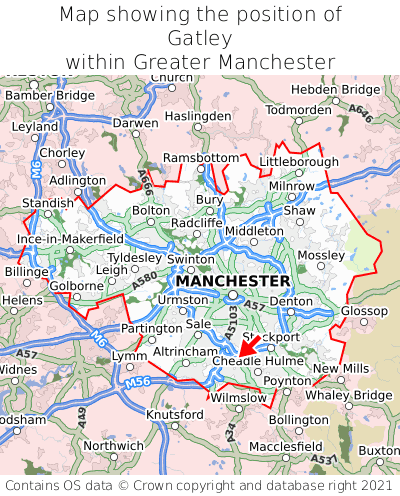 Map showing location of Gatley within Greater Manchester