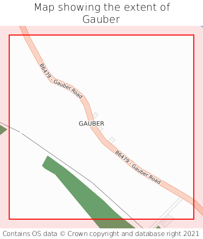 Map showing extent of Gauber as bounding box