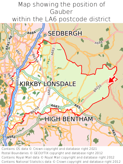 Map showing location of Gauber within LA6
