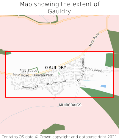 Map showing extent of Gauldry as bounding box