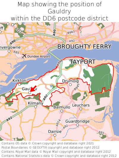 Map showing location of Gauldry within DD6