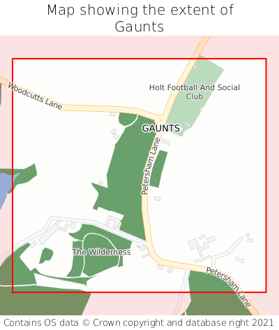 Map showing extent of Gaunts as bounding box