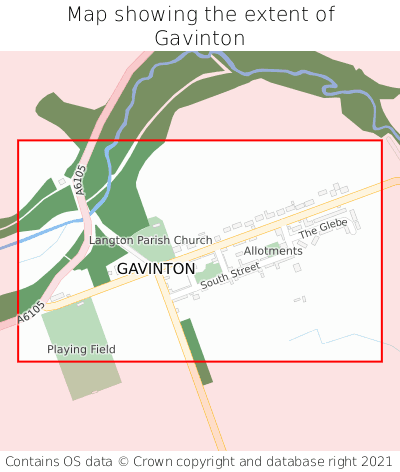 Map showing extent of Gavinton as bounding box