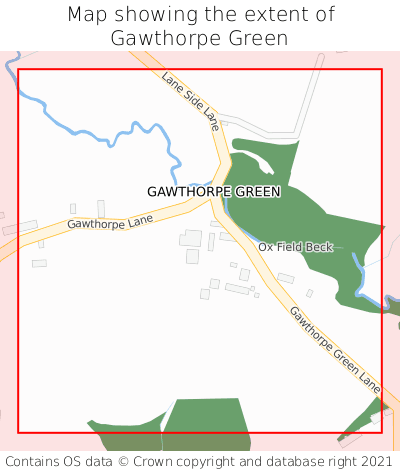 Map showing extent of Gawthorpe Green as bounding box
