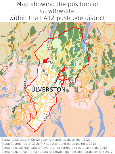 Map showing location of Gawthwaite within LA12