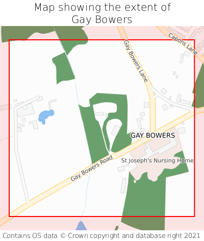 Map showing extent of Gay Bowers as bounding box
